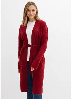 Long gilet en maille torsadée, bonprix