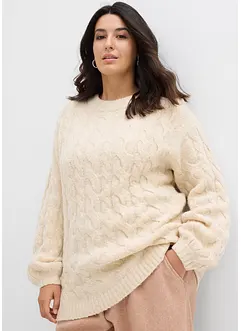Oversize-Pullover mit Zopfmuster, bonprix