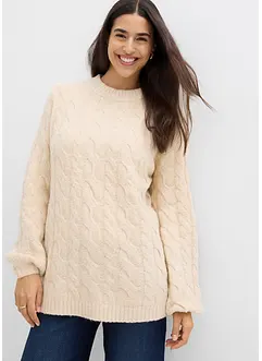 Oversize-Pullover mit Zopfmuster, bonprix