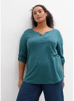 Baumwoll-Henleyshirt mit Knopfleiste, bonprix