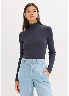 Ripp-Pullover aus fließendem Viskose-Mix, bonprix