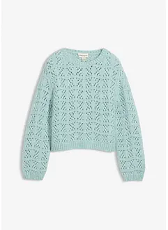 Pull en grosse maille à broderie ajourée, bonprix