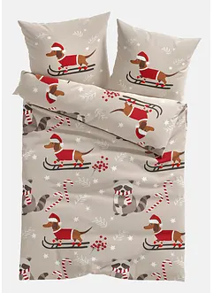 Parure de lit avec teckel de Noël, bonprix