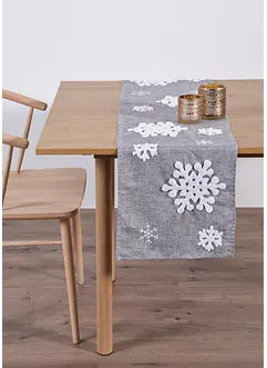 Tischläufer mit flauschigen Schneeflocken, bonprix