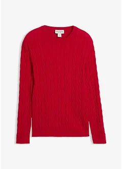 Pull en fine maille à torsades, slim, bonprix