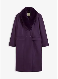 Mantel mit abknöpfbaren Fellimitatkragen, bonprix