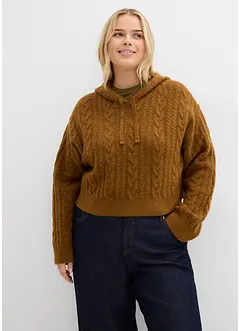 Grobstrick-Pullover mit Kapuze, bonprix
