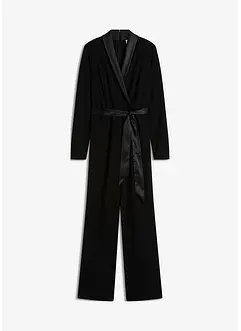 Overall aus strukturiertem Crepe mit Satin-Einsatz, bonprix