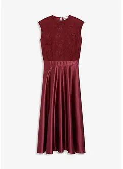 Midikleid aus glänzendem Satin mit Spitze, bonprix