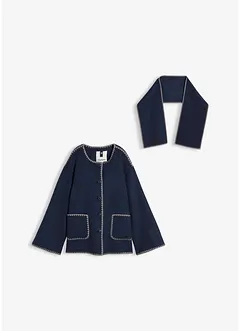 Wolljacke mit Zierstickerei (2tlg. Set mit Schal), bonprix