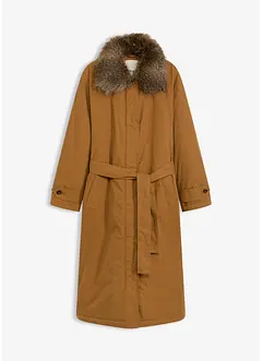 Wattierter Trenchcoat mit abnehmbaren Fellkragen, bonprix