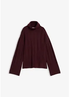 Pull col roulé en maille côtelée, bonprix