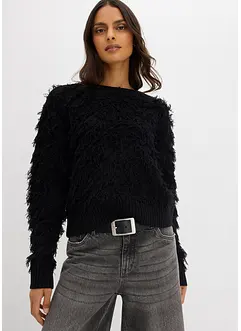 Grobstrick-Pullover mit Fransen, bonprix