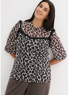 Shirt aus softem Mesh mit Spitze, bonprix