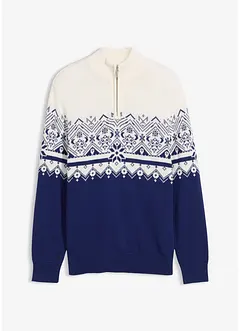 Norweger-Pullover mit Troyerkragen aus reiner Baumwolle, bonprix