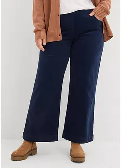 Pantalon large en velours côtelé, taille haute, bonprix