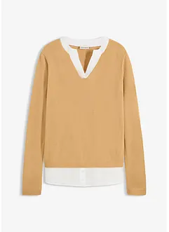 Feinstrickpullover mit Bluseneinsatz, bonprix