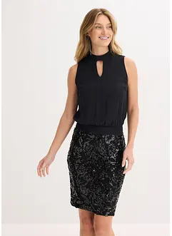 Robe avec jupe à sequins, bonprix