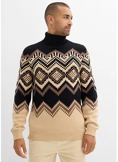 Pull col roulé à motif ikat, bonprix