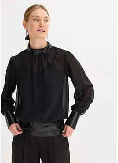 Blusenshirt aus feinem Tüll mit Pailletten, bonprix
