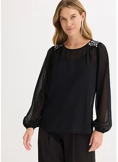 Chiffonbluse mit Strasssteinverzierung, bonprix