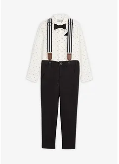 Langarmhemd, Stretch-Hose, Hosenträger und Fliege (4-tlg.Set), bonprix