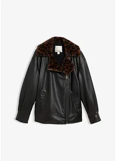 Veste enduite avec doublure peluche léopard, bonprix