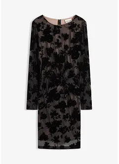 Minikleid aus feinem Mesh mit Flockprint, bonprix