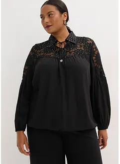 Blouse ample à dentelle, bonprix