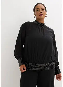 Blouse en tulle fin avec empiècements à sequins, bonprix