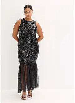 Paillettenkleid mit Volant, bonprix
