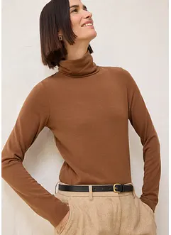 T-shirt col roulé en laine mélangée, bonprix