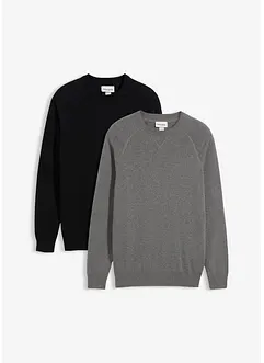 Feinstrickpullover (2er Pack) aus reiner Baumwolle, bonprix