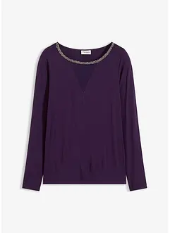 Shirt mit Mesheinsatz und Glitzersteinchen, bonprix