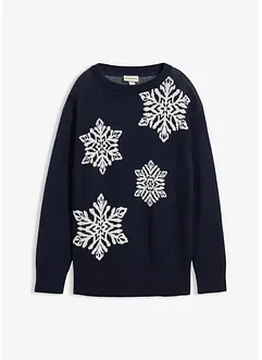 Pull col rond avec flocons de neige, bonprix