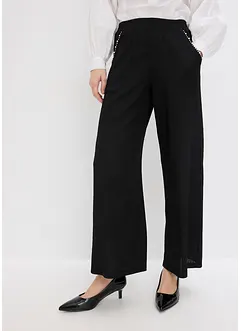 Pantalon en jersey texturé avec application de perles, bonprix