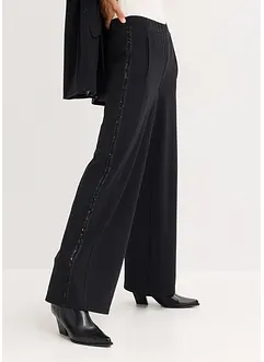 Pantalon en Punto di Roma avec taille élastiquée et strass, bonprix