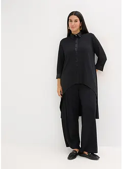 Jersey Bluse mit Satinbesätzen, bonprix