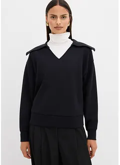 Sweatshirt mit breitem Kragen aus Viskose-Mix, bonprix