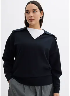 Sweatshirt mit breitem Kragen aus Viskose-Mix, bonprix