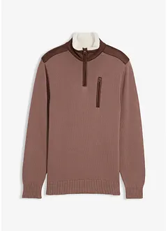 Grobstrick Troyer mit Web-Besatz, bonprix