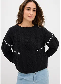 Grobstrick-Pullover mit Zopfmuster, bonprix