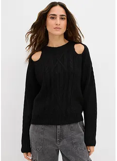 Grobstrick-Pullover mit Zopfmuster, bonprix