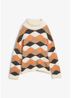 Pull col roulé à motif graphique, bonprix