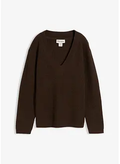 Pull en maille avec col V, bonprix