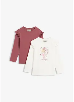 Langarmshirt aus elastischem Bio-Baumwoll-Mix (2er Pack), bonprix