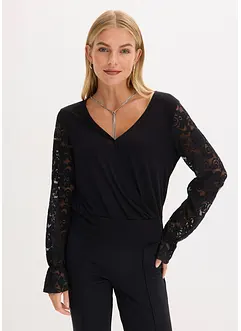 T-shirt à manches longues en dentelle, bonprix