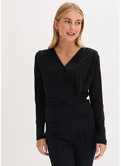 T-shirt manches longues à décolleté plongeant, bonprix