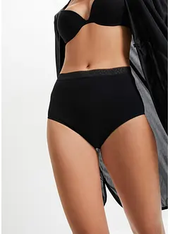 Lot de 3 slips coton taille haute, bonprix