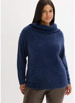 Rollkragenpullover aus weichem Federgarn, bonprix